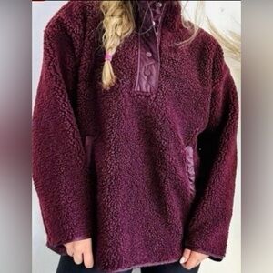 Athleta Women’s Cozy Sherpa Snap Sweatshirt Size XS purple #466888 Pullover